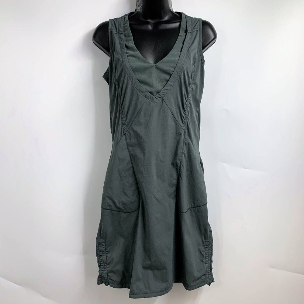 Sleeveless V-Neck Women's Dress in Dark Green